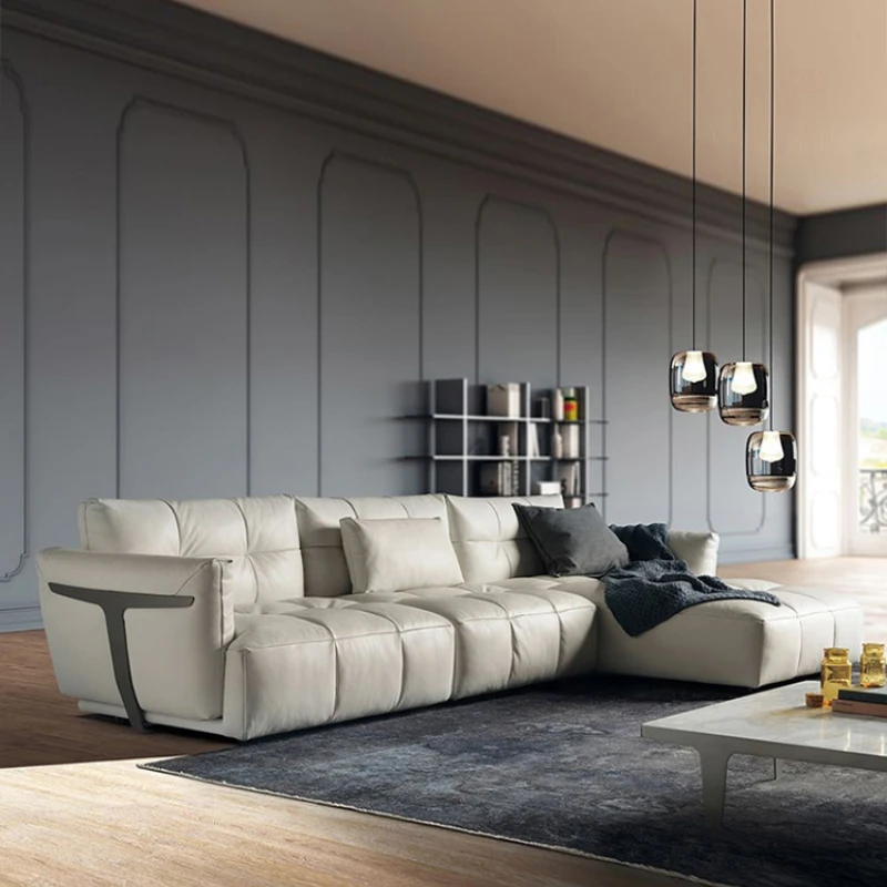 Leather Corner Sofa Combination American Italian Modern Creative