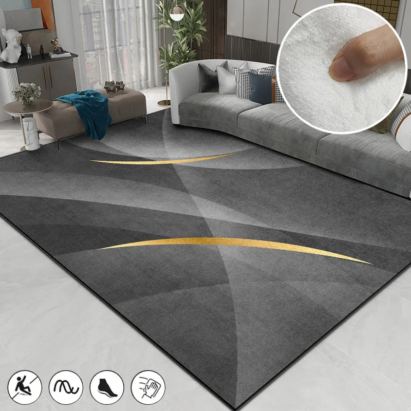 Modern Light Luxury Grey Carpet for Living Room Home Decoration Balcony Coffee Table Large Area Rugs Bedroom Non-slip Floor Mat