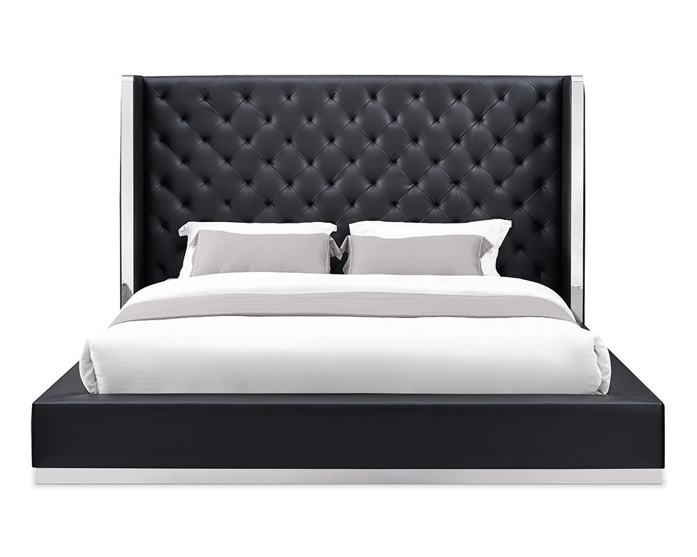 60 X 91 X 91 Black Faux Leather Bed King