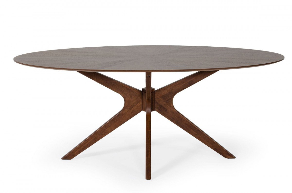 75″ Walnut Finish Oval Wood Dining Table