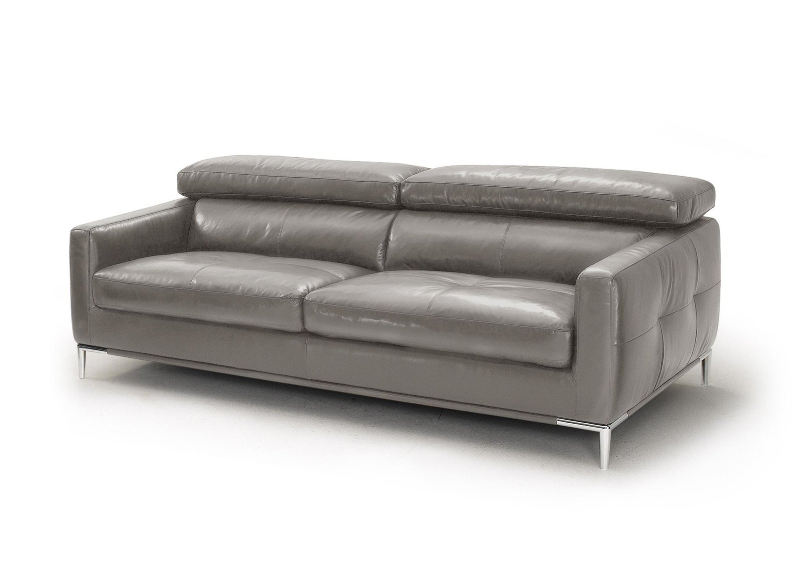 79″ Dark Grey Leather Sofa With Silver Legs