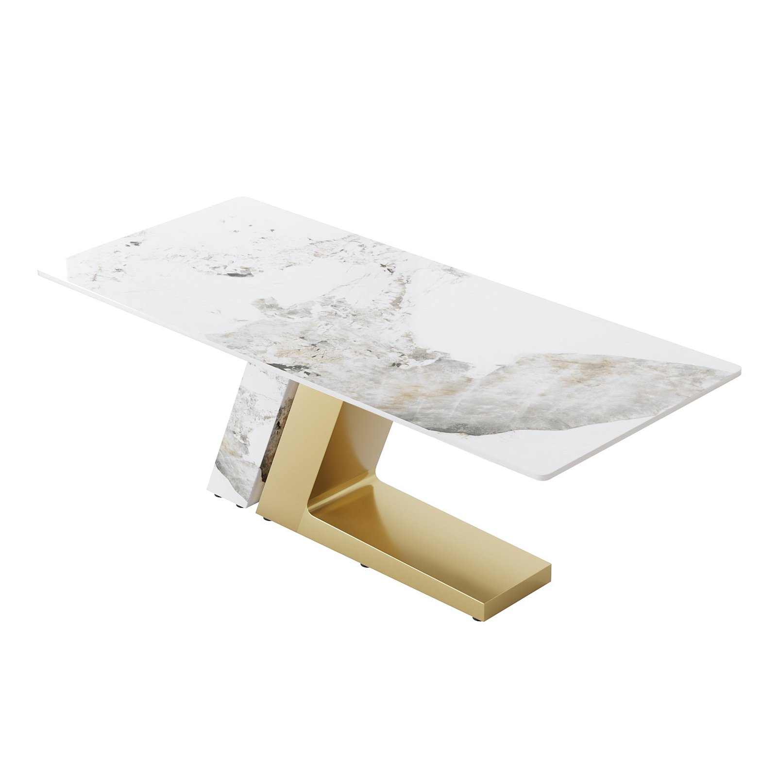 Modern Stone Pandora Straight Panel Dining Table