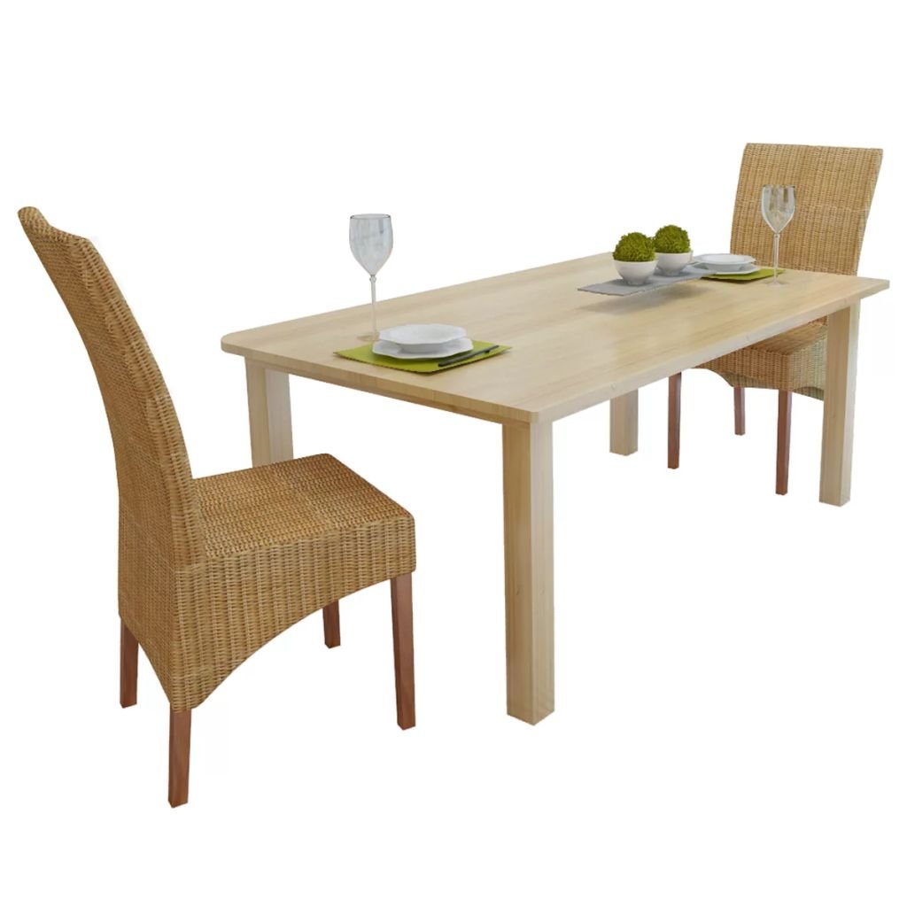 vidaXL Dining Chair Woven Dining Room Kitchen Furniture Brown Natural Rattan