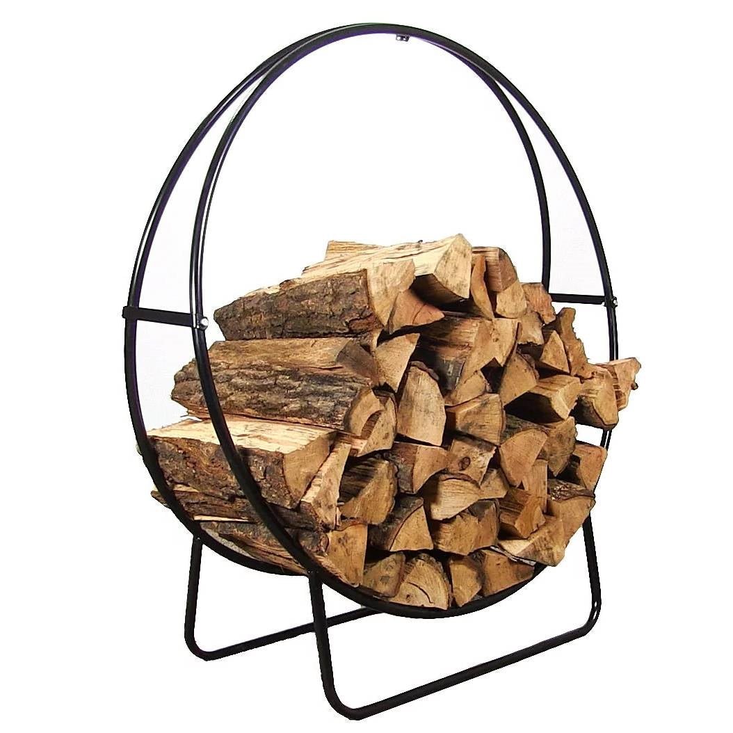 Modern Black Metal Indoor Outdoor Firewood Holder Log Rack