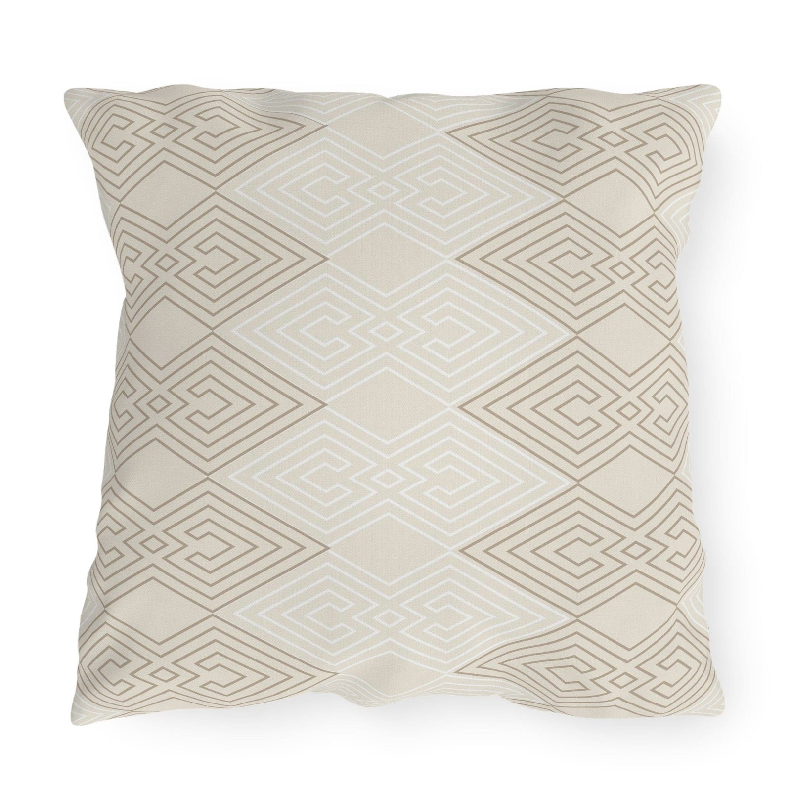 Decorative Outdoor Pillows – Set Of 2, Beige And White Tribal Geometric Aztec Print