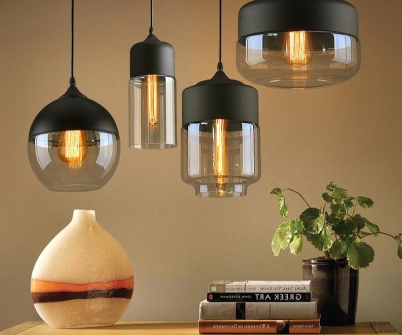 Nordic Modern loft hanging Glass Pendant Lamp Fixtures E27 E26 LED Pendant lights for Kitchen Restaurant Bar living room bedroom