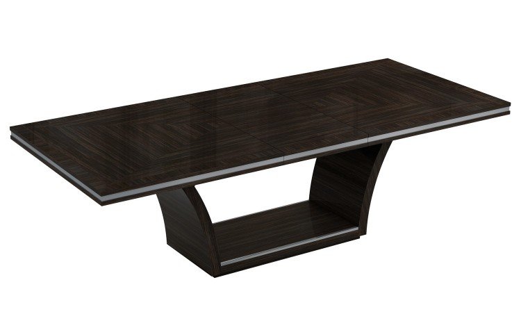 98″ Dark Brown Solid Wood Self-Storing Leaf Pedestal Base Dining Table