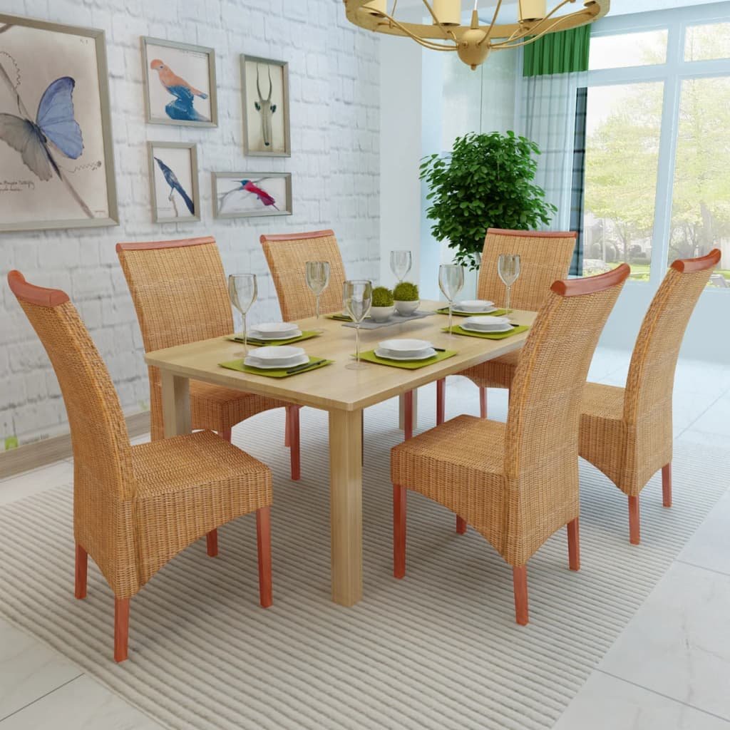 vidaXL 2/4/6x Solid Mango Wood Dining Chair Rattan Dining Room Kitchen Chairs