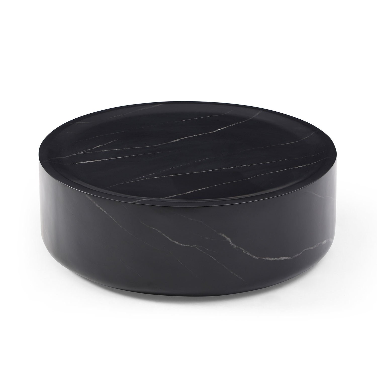 Round Black Marble Fiberglass Coffee Table